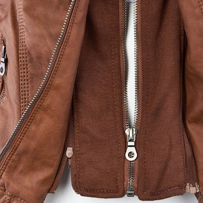 Shop Velvia | Women's Leather Jacket with Hood