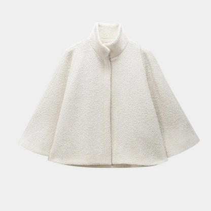 Shop Velvia | High Neck Cape Coat Elegant in Lines Swing Jacket