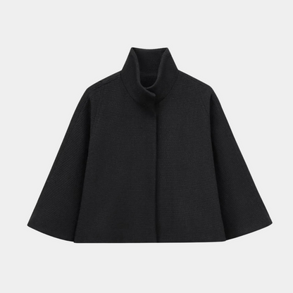 Shop Velvia | High Neck Cape Coat Elegant in Lines Swing Jacket