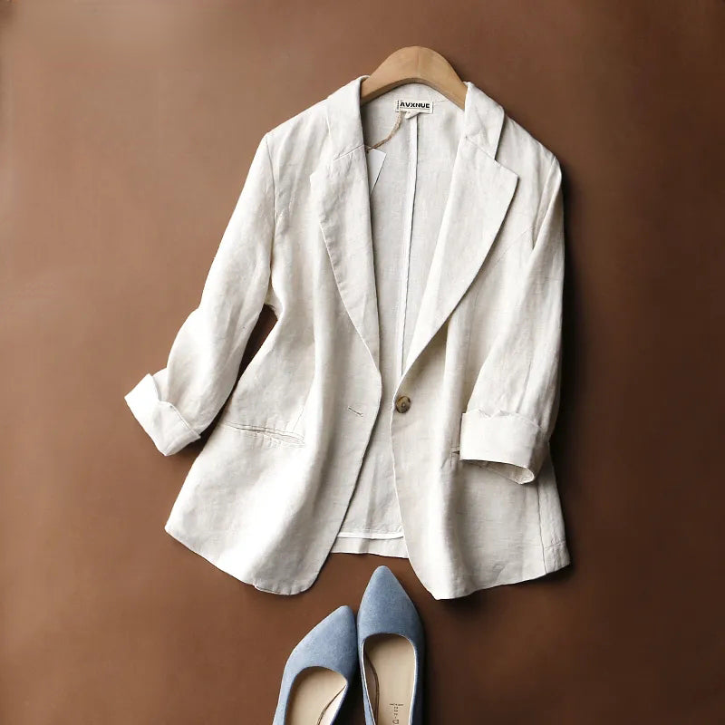 Shop Velvia | Daly Chic Minimalist Linen Blazer