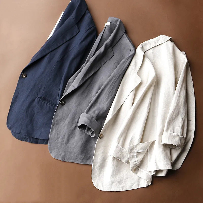 Shop Velvia | Daly Chic Minimalist Linen Blazer