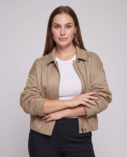 Women's Oversized Short Jacket in Cape Style in Suede Look Shop Velvia