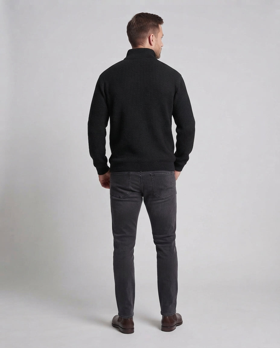 Unisex Oversize Waffle Knit Half Zip Pullover with Stand-up Collar Shop Velvia