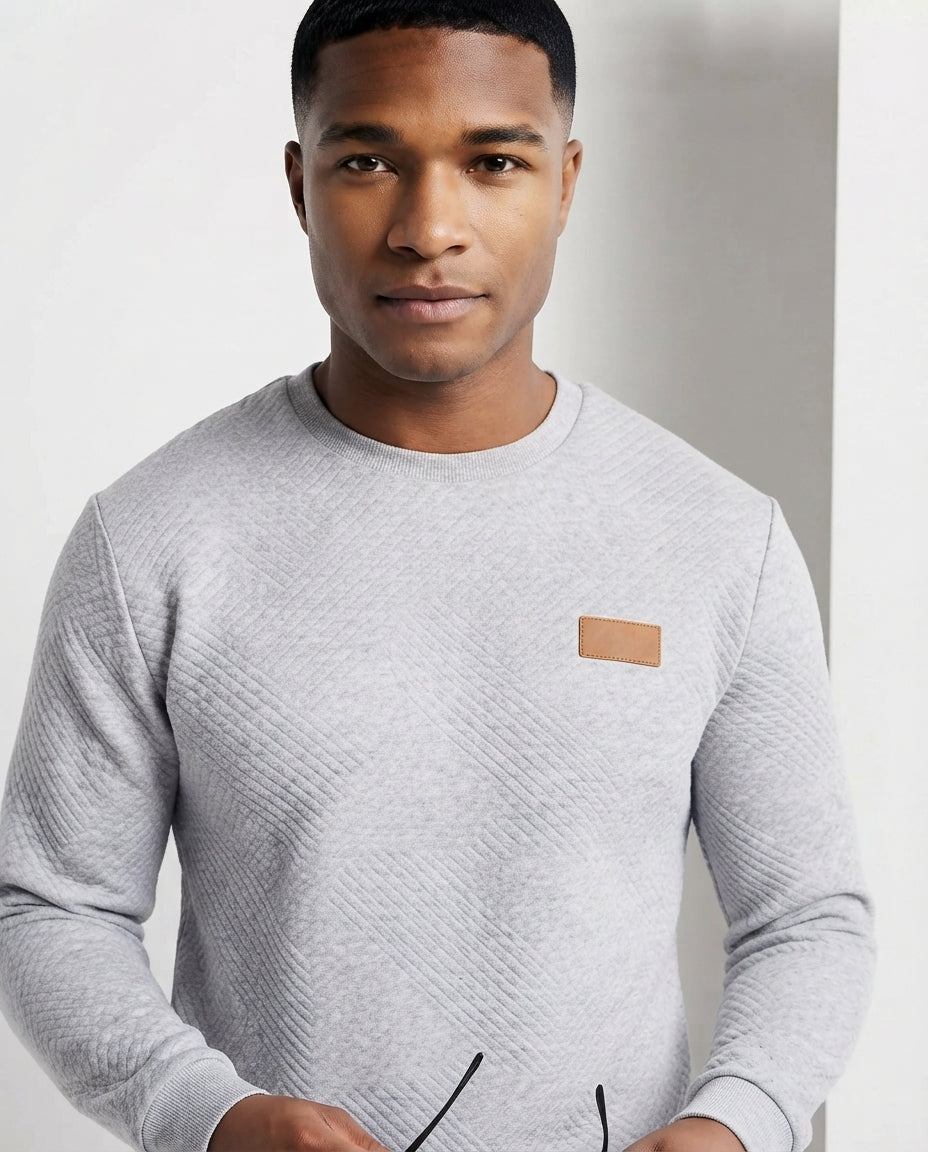 Men's Textured Round Neck Sweater made of lightweight textured knit Shop Velvia