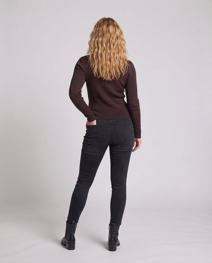 Ladies layered look fine knit shirt with button placket and round neckline Shop Velvia