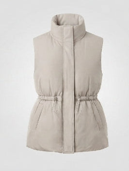 Women's Nano Padded Long Vest with Hood, Drawstring Waist and Two-Way Zipper