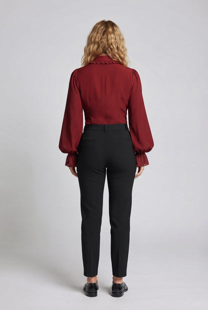 Women Ruffled Blouse with Elegant Collar Area Shop Velvia