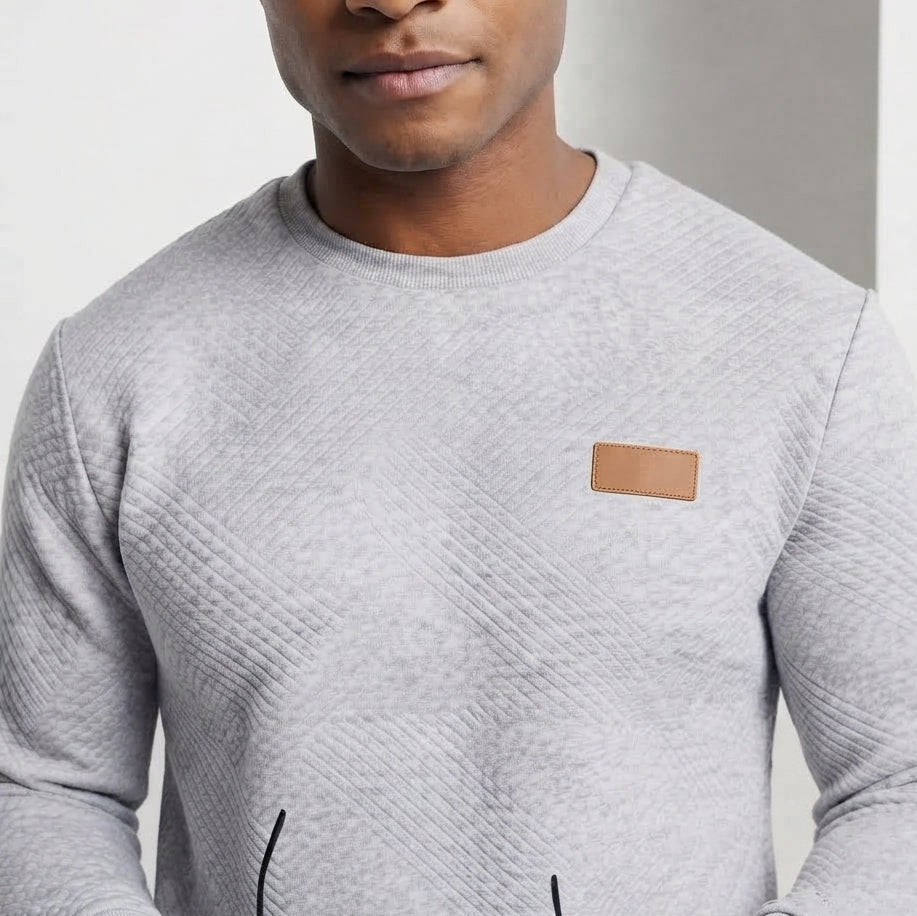 Men's Textured Round Neck Sweater made of lightweight textured knit Shop Velvia