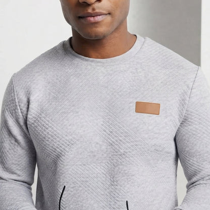 Men's Textured Round Neck Sweater made of lightweight textured knit Shop Velvia