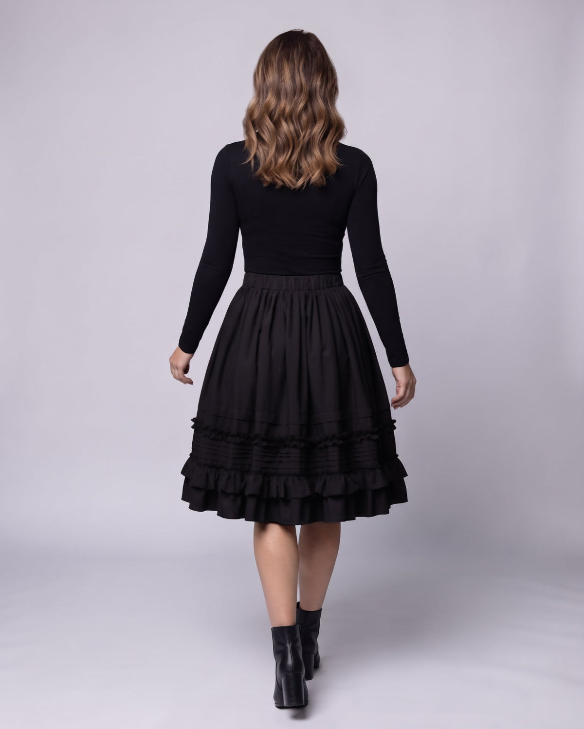 Women's A-line skirt with voluminous ruffles and elastic waistband Shop Velvia