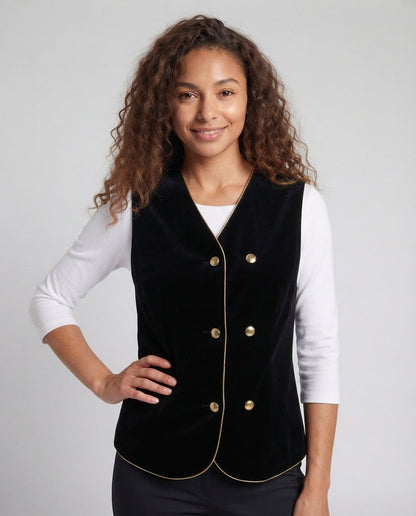 Women Elegant Velvet Vest with Button Details Shop Velvia