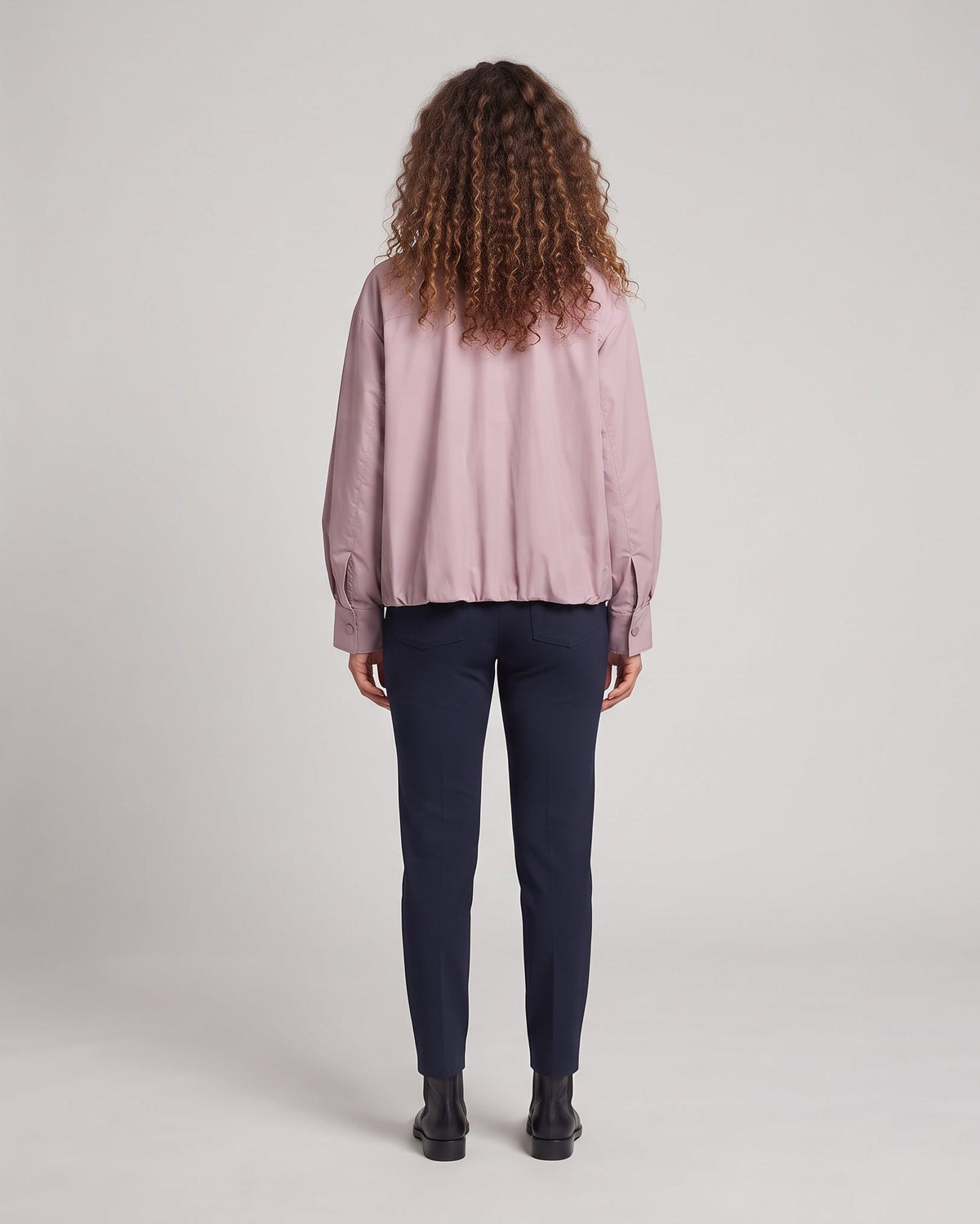 Women's Cropped Oversized Windbreaker with High Stand Collar, Balloon Sleeves and Full-Length Zipper Shop Velvia
