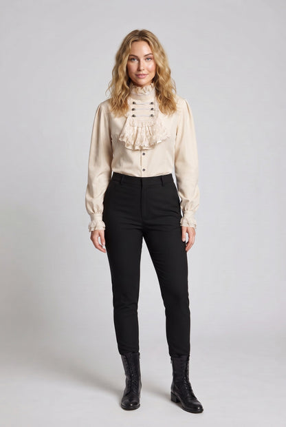 Women's Elegant Ruffle Blouse with High-Quality Lace and Tailored Cut Shop Velvia
