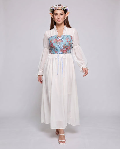 Women Romantic Maxi Dress with Ruffles and Floral Pattern Shop Velvia