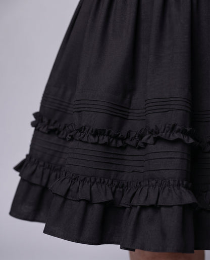 Women's A-line skirt with voluminous ruffles and elastic waistband Shop Velvia