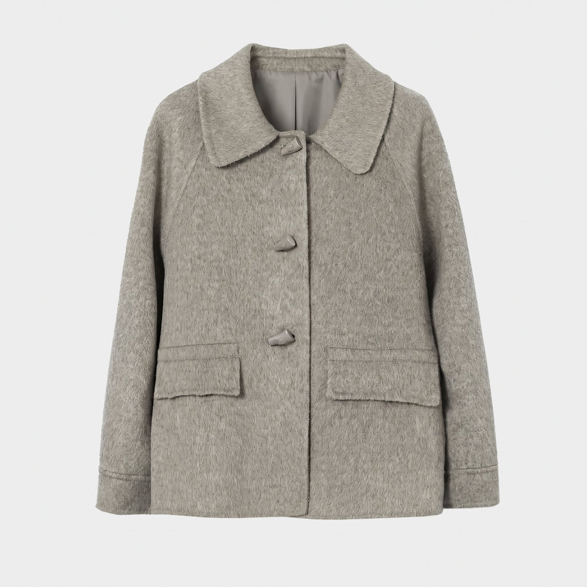 Women's Boxy Duffle Coat in Short Cut Made of Wool Blend with Toggle Closures and Applied Flap Pockets Shop Velvia