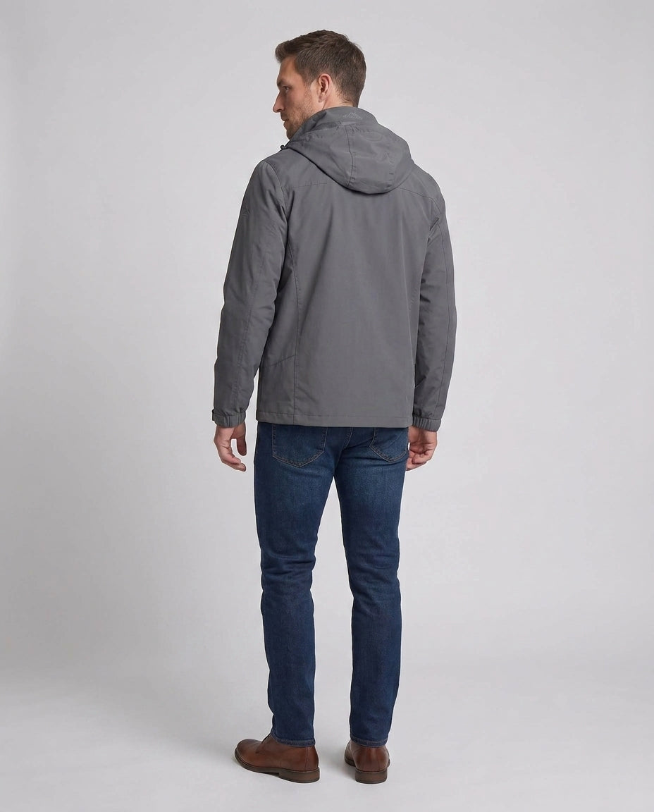 Men's leisure softshell jacket with adjustable hood, chest zipper and Velcro cuffs Shop Velvia
