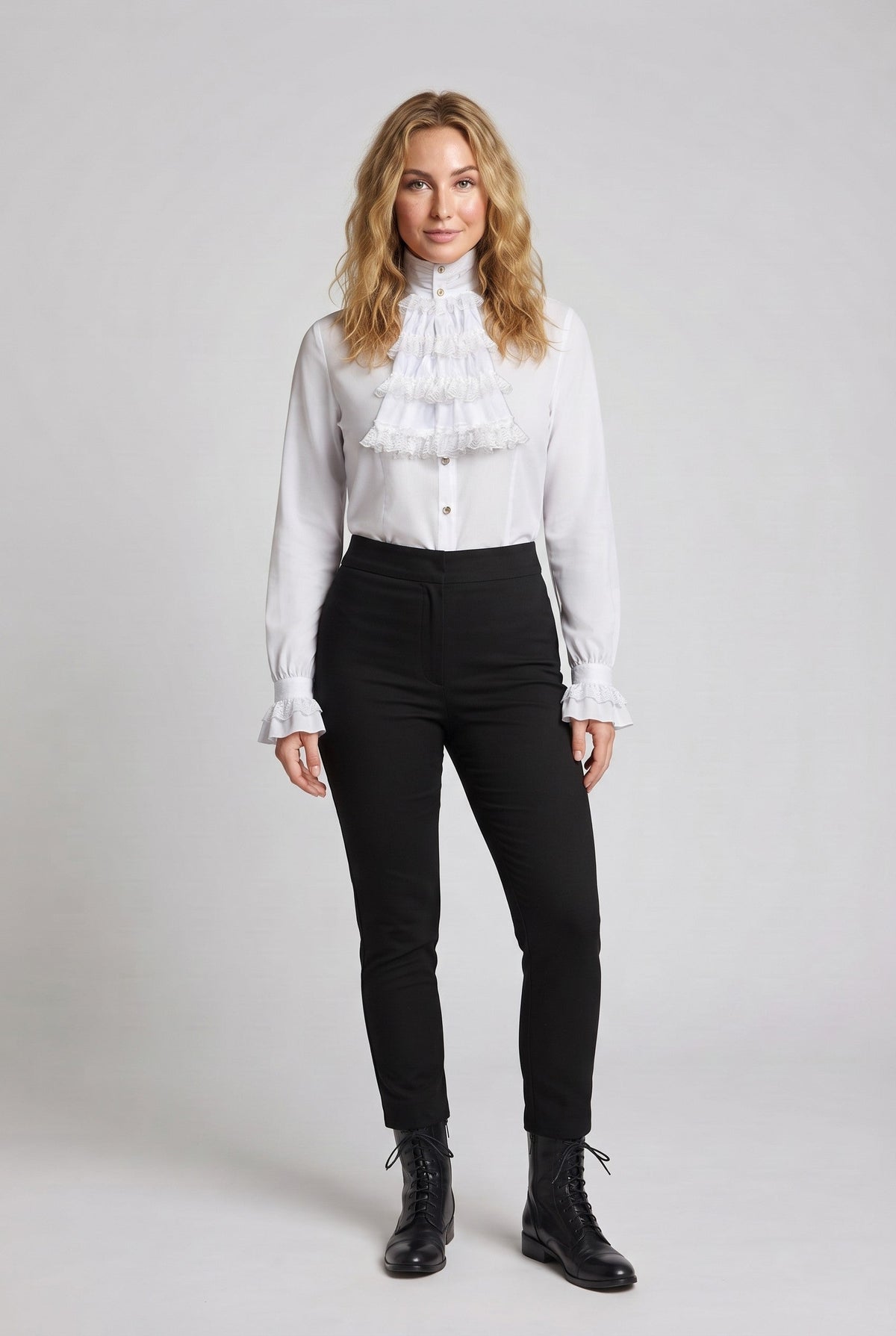 Women's Ruffled Shirt with Elegant Collar Shop Velvia