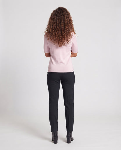 Women Fine U-Neck Fine Knit Shirt with Three-Quarter Sleeves Shop Velvia