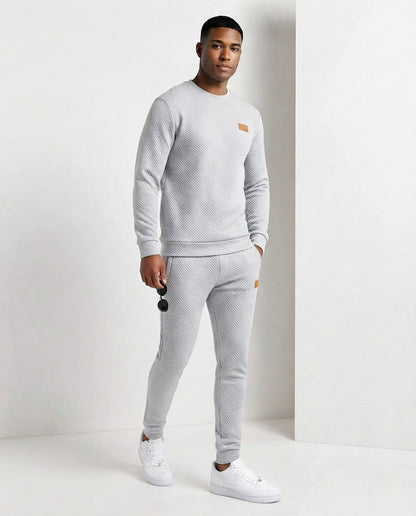 Men's Textured Round Neck Sweater made of lightweight textured knit Shop Velvia