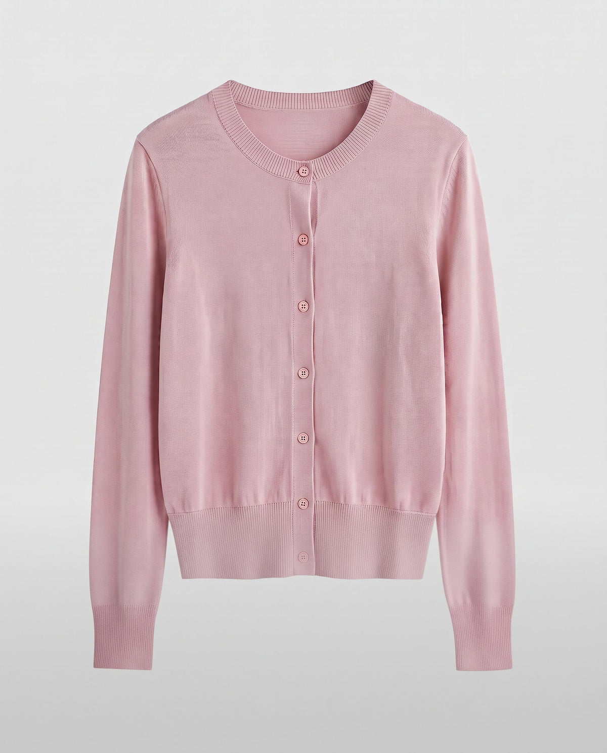 Women's lightweight fine-knit cardigan with round neckline, elastic ribbed hem, and continuous button placket Shop Velvia