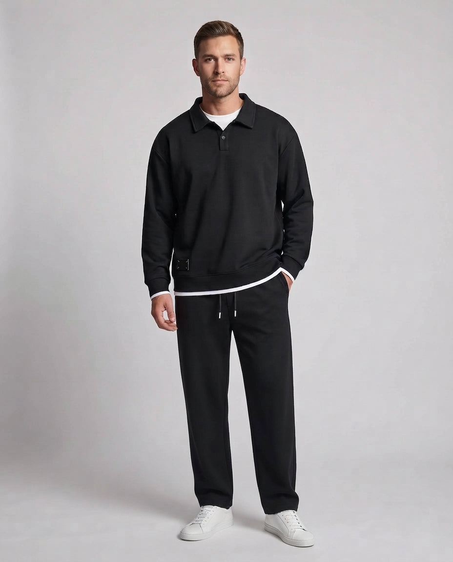 Unisex Oversized Polo Sweatshirt Set with wide Jogging Pants Shop Velvia