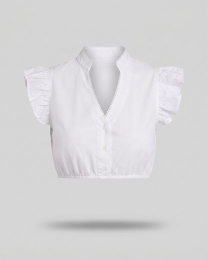 Women Short Top with Ruffle Details and Adjustable Waist Shop Velvia