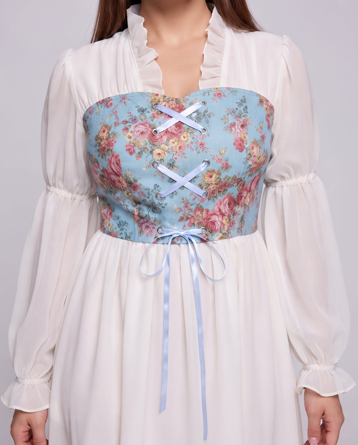 Women Romantic Maxi Dress with Ruffles and Floral Pattern Shop Velvia