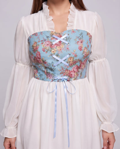 Women Romantic Maxi Dress with Ruffles and Floral Pattern Shop Velvia