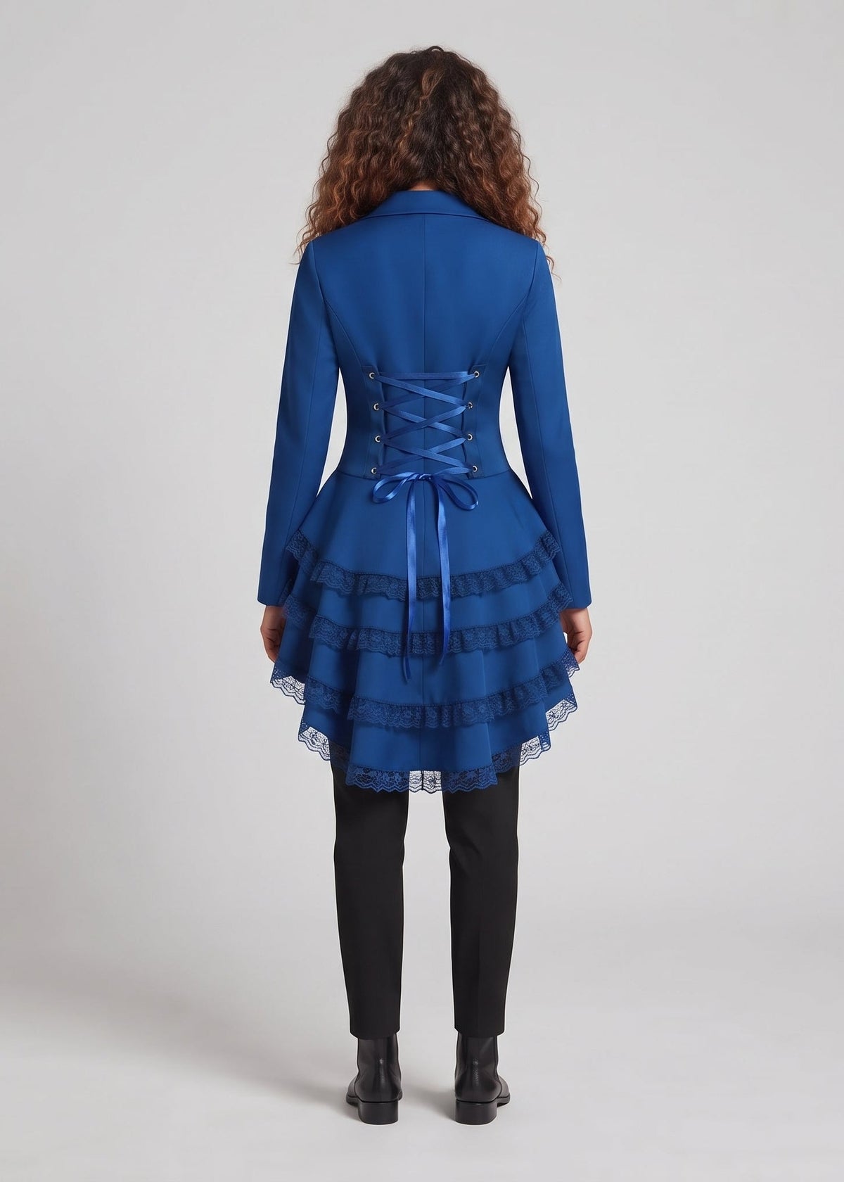 Women Elegant Ruffle Jacket with Deep V-Neck and Double Buttoned Front Shop Velvia
