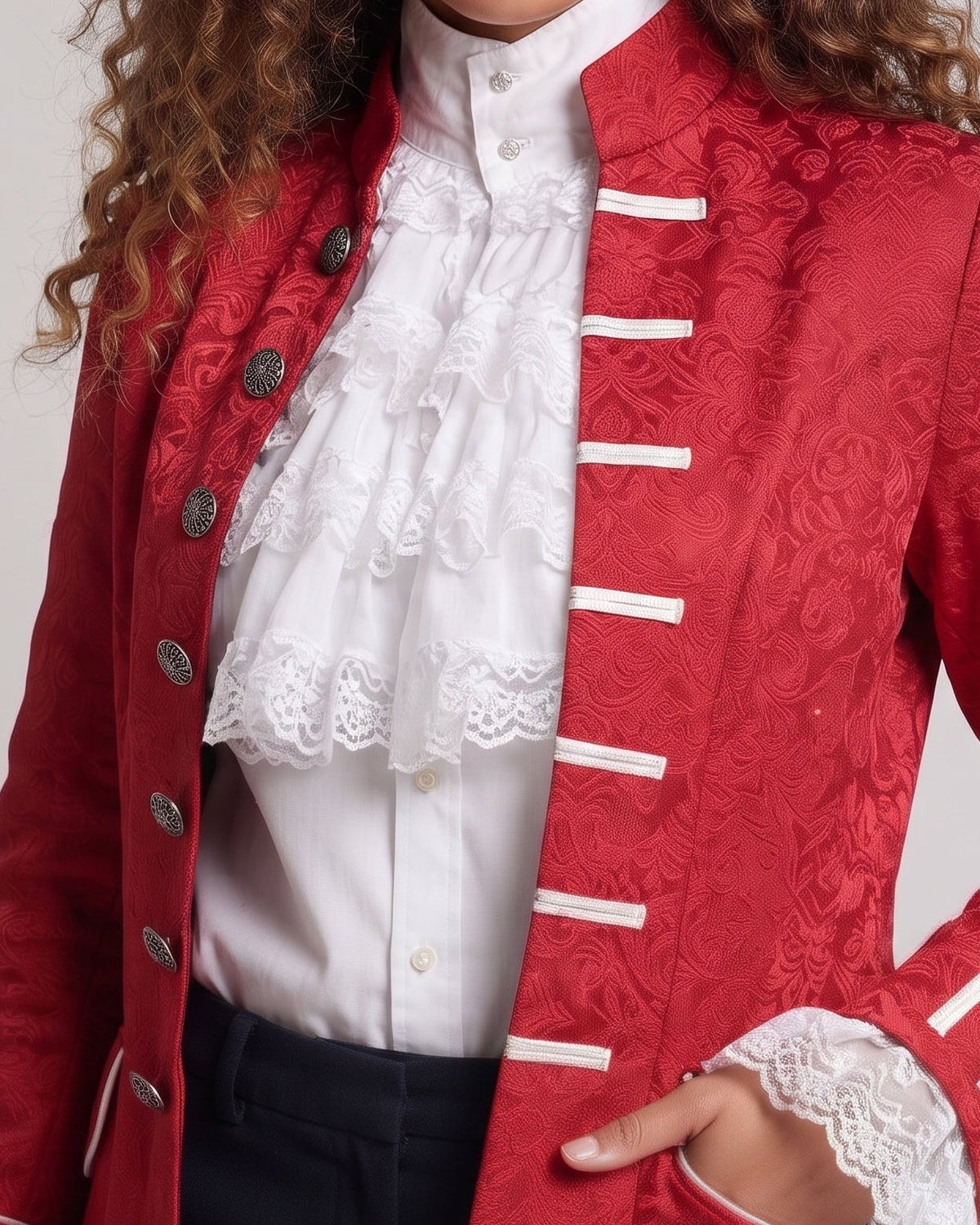 Ladies Elegant Ruffle Shirt with Decorative Lace Cut-Outs Shop Velvia