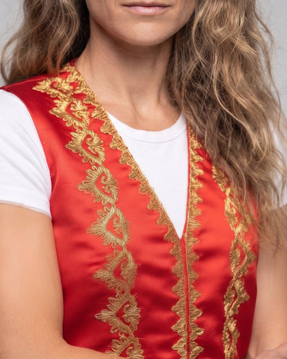 Women's Elegant Stand Collar Vest with Artful Decorations Shop Velvia