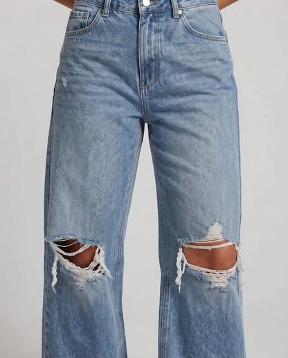 Women High-Cut Baggy Jeans in Destroyed Look with Wide Leg Shop Velvia