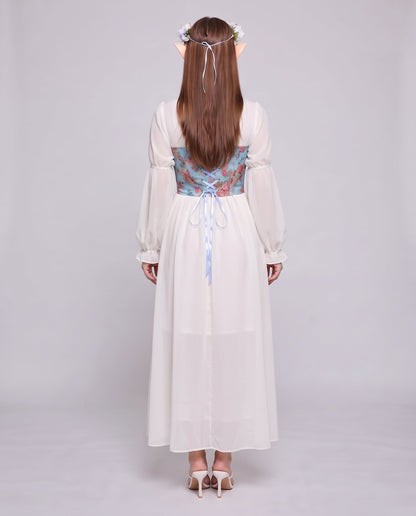 Women Romantic Maxi Dress with Ruffles and Floral Pattern Shop Velvia