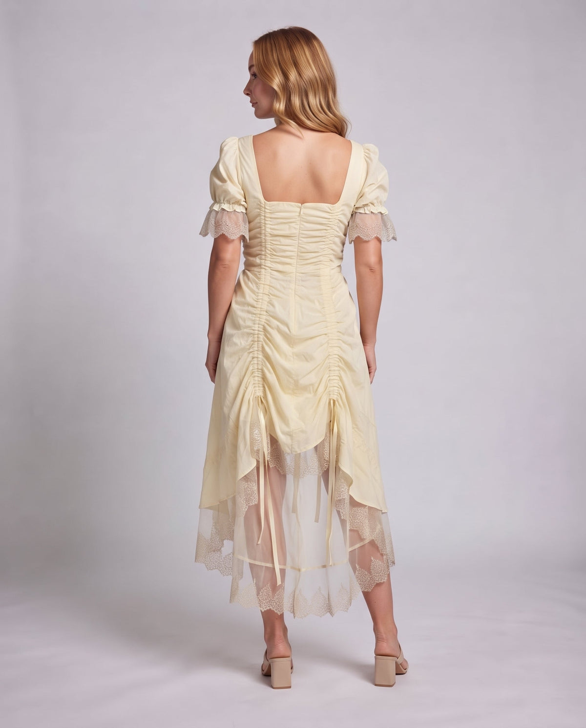 Women’s dress with ruffles and lace trim Shop Velvia