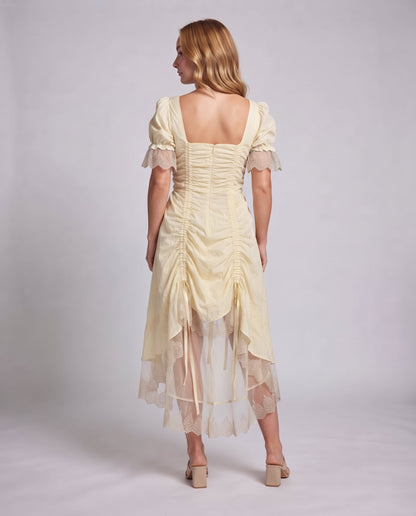 Women’s dress with ruffles and lace trim Shop Velvia