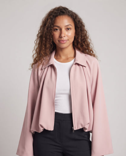 Women's short jacket with voluminous drapings and wide kimono sleeves Shop Velvia