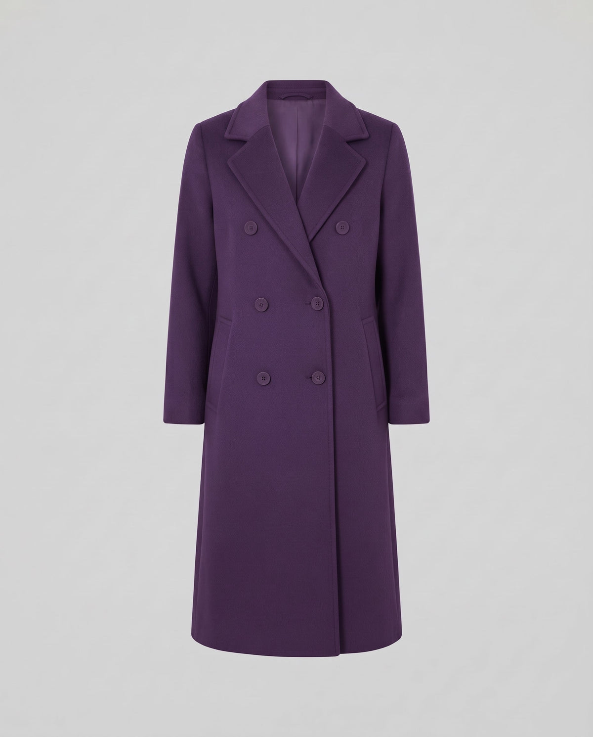 Women Elegant Flared Wool Blend Long Coat in Clean Cut with Wide Lapels and Concealed Inner Pocket Shop Velvia