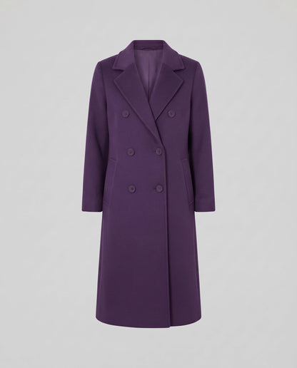 Women Elegant Flared Wool Blend Long Coat in Clean Cut with Wide Lapels and Concealed Inner Pocket Shop Velvia