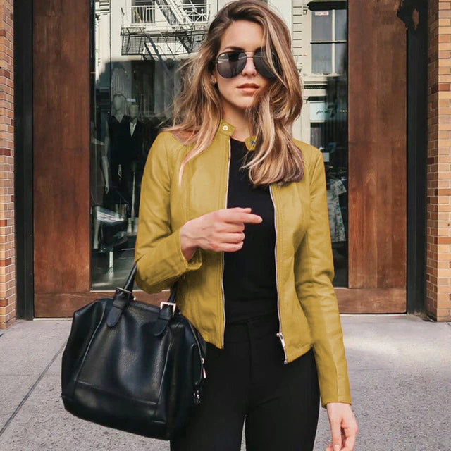 Shop Velvia | Elegant Leather Jacket - Timeless Style