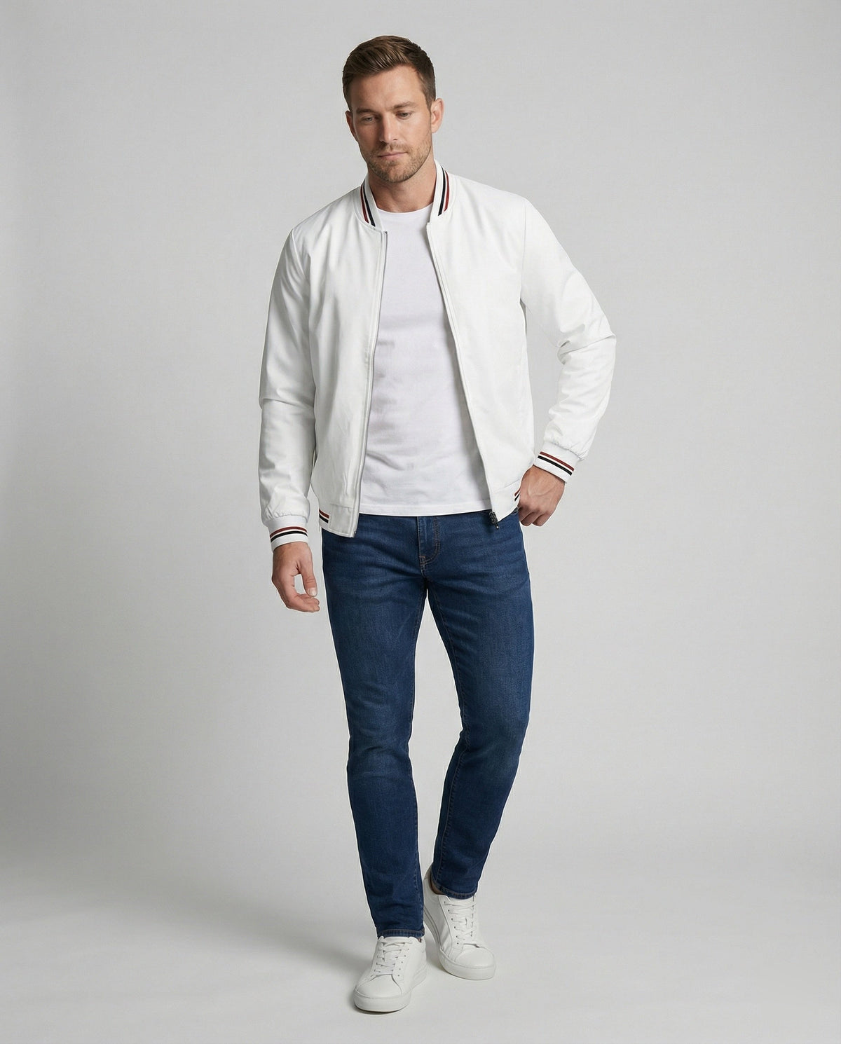 Shop Velvia | Men's Casual Transitional Jacket with Water-Repellent Surface & Stand-Up Collar Shop Velvia