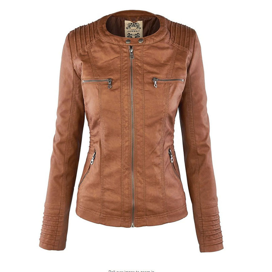 Shop Velvia | Women's Leather Jacket with Hood