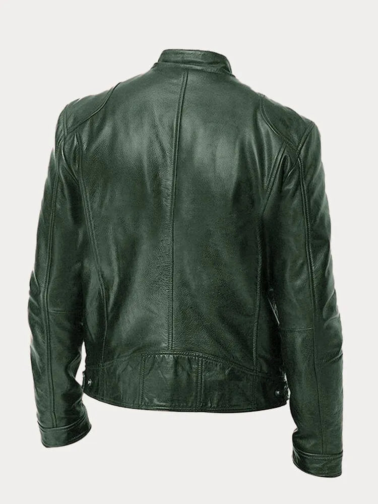 Shop Velvia | Slim Fit Leather Motorcycle Jacket with Zipper for Men