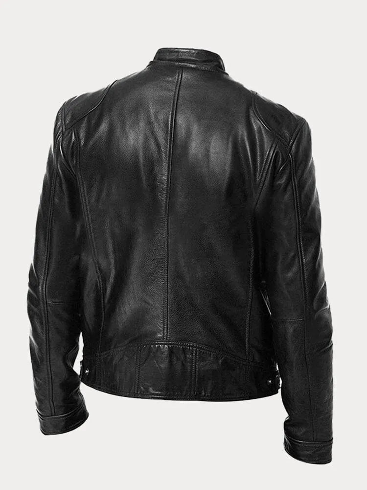 Shop Velvia | Slim Fit Leather Motorcycle Jacket with Zipper for Men