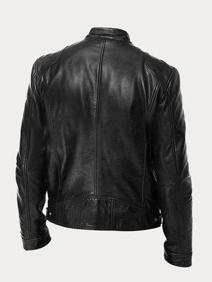 Shop Velvia | Slim Fit Leather Motorcycle Jacket with Zipper for Men