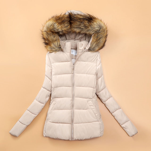 Shop Velvia | Winter jacket with faux fur collar for women