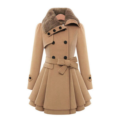 Shop Velvia | Warm Coat with Faux Fur Collar