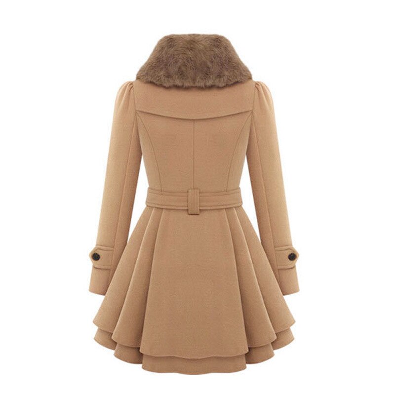 Shop Velvia | Warm Coat with Faux Fur Collar
