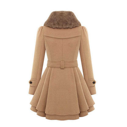 Shop Velvia | Warm Coat with Faux Fur Collar