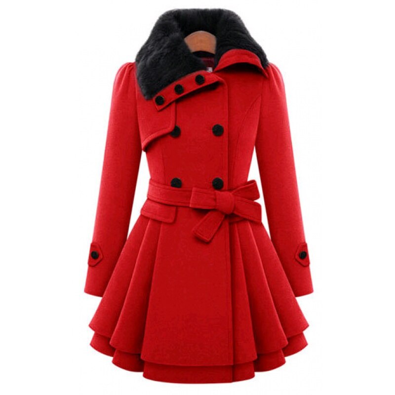 Shop Velvia | Warm Coat with Faux Fur Collar